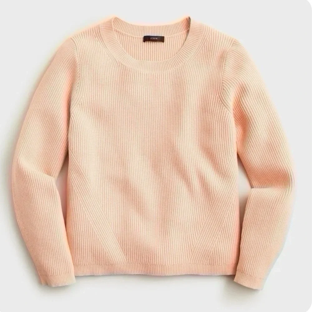 NEW J.Crew Women’s Sweater Ribbed Stretch Crewneck Sweater Salmon Color BJ580